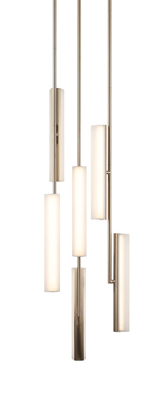 Matteo Lighting Axis 16" 6-Light LED Chandelier in Champagne Gold + White Frosted Glass (C32206CGFR)