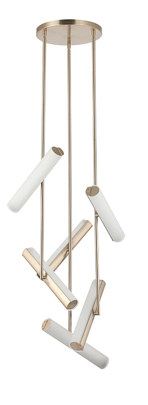 Matteo Lighting Axis 16" 6-Light LED Chandelier in Champagne Gold + White Frosted Glass (C32206CGFR) – alternate view