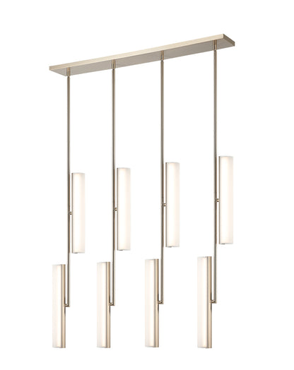 Matteo Lighting Axis 36" 8-Light Linear LED Chandelier in Champagne Gold + White Frosted Glass (C32208CGFR) – alternate view