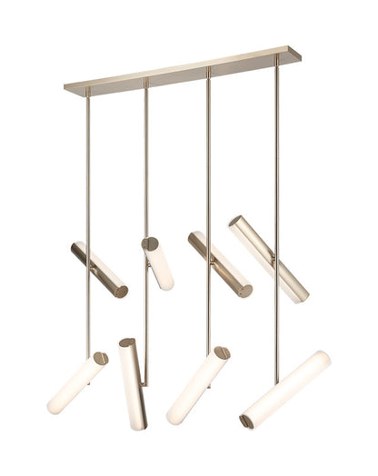 Matteo Lighting Axis 36" 8-Light Linear LED Chandelier in Champagne Gold + White Frosted Glass (C32208CGFR) – alternate view