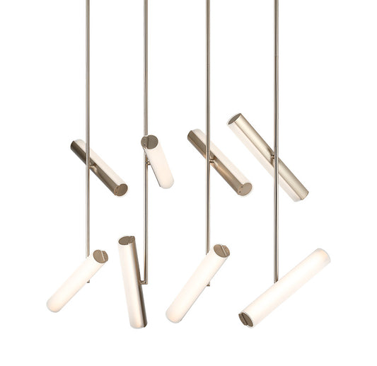 Matteo Lighting Axis 36" 8-Light Linear LED Chandelier in Champagne Gold + White Frosted Glass (C32208CGFR)