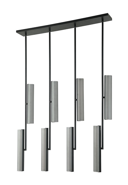 Matteo Lighting Axis 36" 8-Light Linear LED Chandelier in Matte Black + Smoke Frosted Glass (C32208MBSM) – alternate view