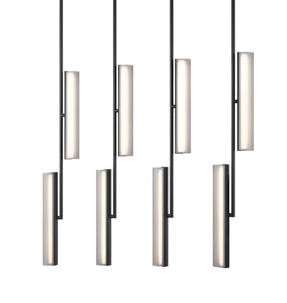 Matteo Lighting Axis 36" 8-Light Linear LED Chandelier in Matte Black + Smoke Frosted Glass (C32208MBSM)