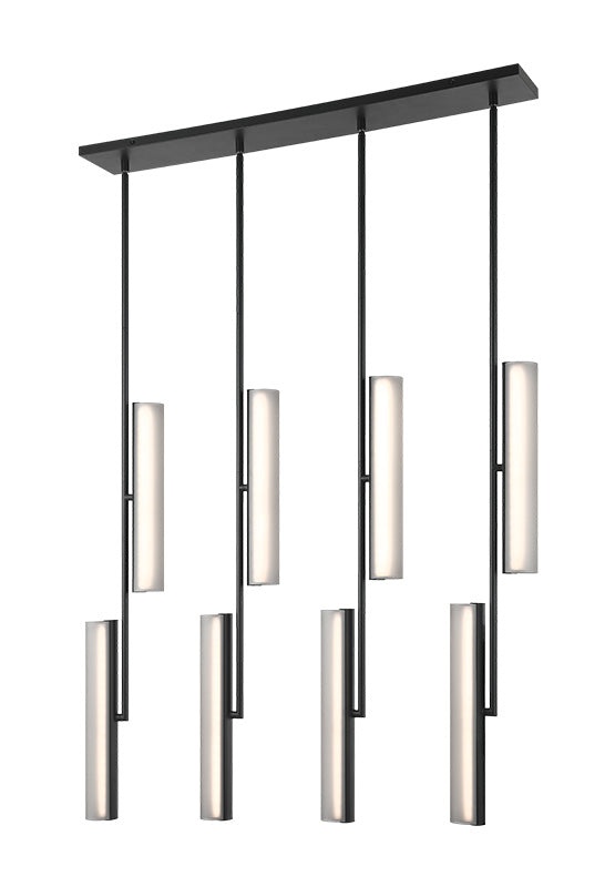 Matteo Lighting Axis 36" 8-Light Linear LED Chandelier in Matte Black + Smoke Frosted Glass (C32208MBSM) – alternate view