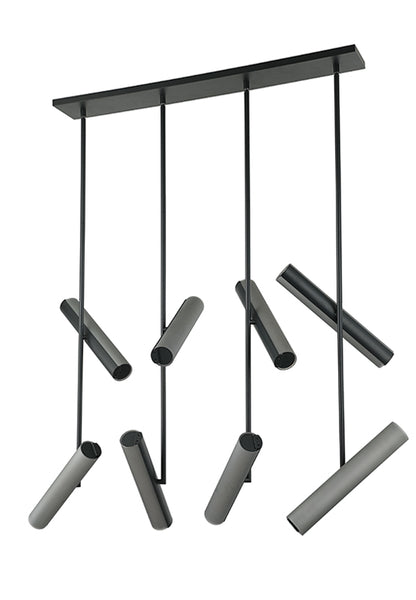 Matteo Lighting Axis 36" 8-Light Linear LED Chandelier in Matte Black + Smoke Frosted Glass (C32208MBSM) – alternate view