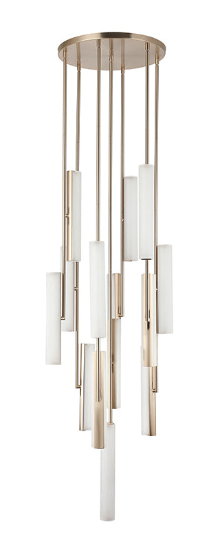 Matteo Lighting Axis 22" 14-Light LED Chandelier in Champagne Gold + White Frosted Glass (C32214CGFR) – alternate view