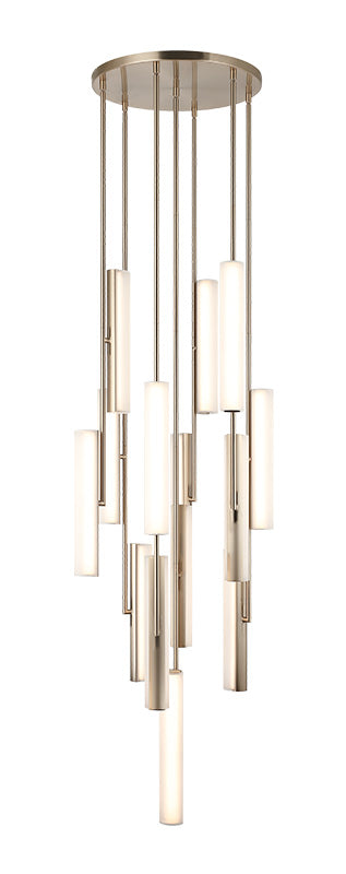 Matteo Lighting Axis 22" 14-Light LED Chandelier in Champagne Gold + White Frosted Glass (C32214CGFR) – alternate view