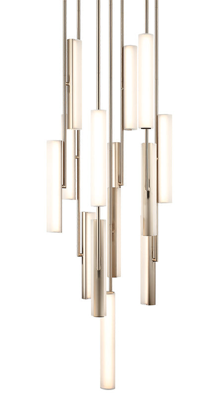 Matteo Lighting Axis 22" 14-Light LED Chandelier in Champagne Gold + White Frosted Glass (C32214CGFR)