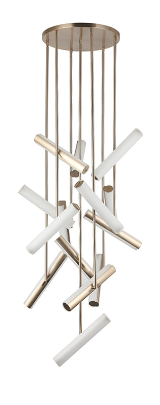 Matteo Lighting Axis 22" 14-Light LED Chandelier in Champagne Gold + White Frosted Glass (C32214CGFR) – alternate view