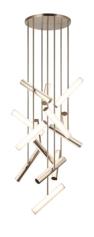 Matteo Lighting Axis 22" 14-Light LED Chandelier in Champagne Gold + White Frosted Glass (C32214CGFR) – alternate view