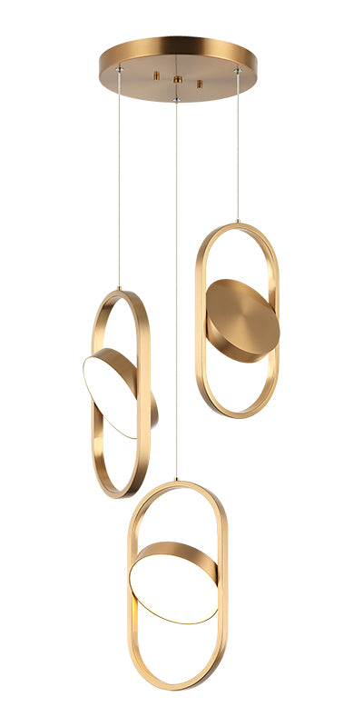 Matteo Lighting Kennedy 14" 3-Light LED Pendant in Aged Gold Brass (C32303AG) – alternate view