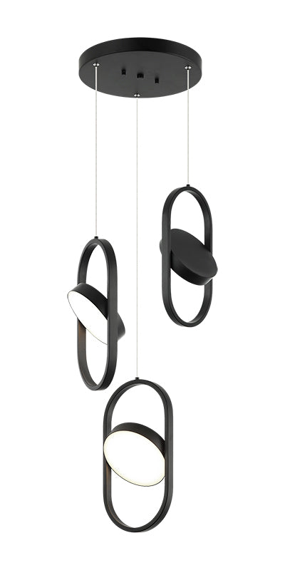 Matteo Lighting Kennedy 14" 3-Light LED Pendant in Black (C32303BK) – alternate view