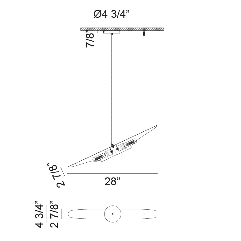 Matteo Lighting Stylus 28" 2-Light Pendant in Matte Black (C32412MB) – alternate view