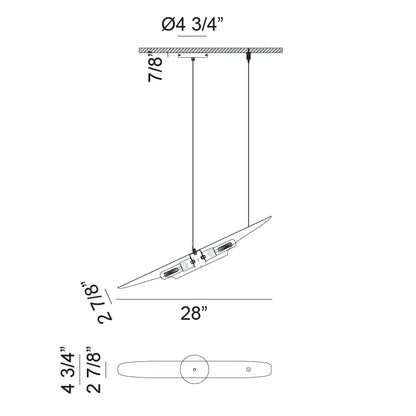 Matteo Lighting Stylus 28" 2-Light Pendant in Matte Black (C32412MB) – alternate view