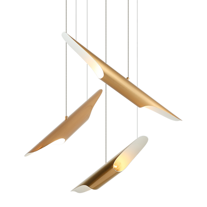 Matteo Lighting Stylus 29" 6-Light Pendant in Aged Gold Brass (C32416AG)