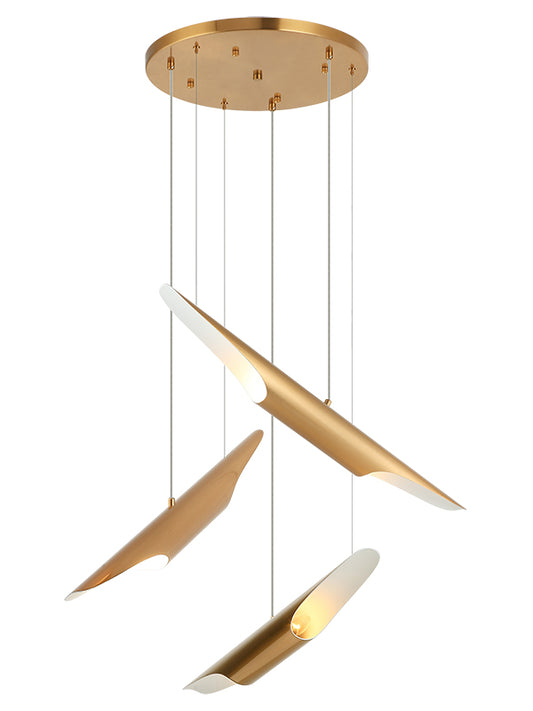 Matteo Lighting Stylus 29" 6-Light Pendant in Aged Gold Brass (C32416AG) – alternate view