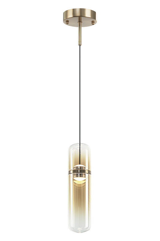 Matteo Lighting Amulet 3" LED Pendant in Champagne Gold + Amber Glass (C32601CGAM) – alternate view