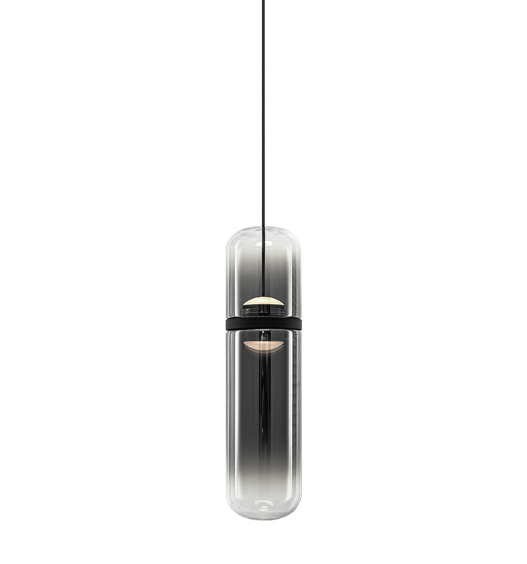 Matteo Lighting Amulet 3" LED Pendant in Matte Black + Smoke Glass (C32601MBSM)