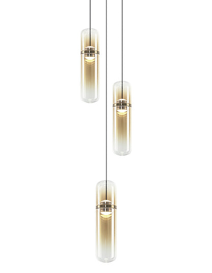 Matteo Lighting Amulet 10" 3-Light LED Pendant in Champagne Gold + Amber Glass (C32603CGAM)