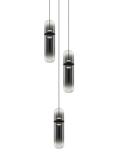 Matteo Lighting Amulet 10" 3-Light LED Pendant in Matte Black + Smoke Glass (C32603MBSM)