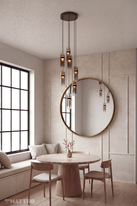 Matteo Lighting Amulet 10" 3-Light LED Pendant in Matte Black + Smoke Glass (C32603MBSM) – alternate view