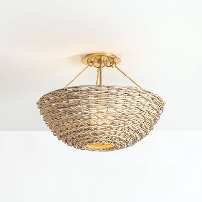 Troy Campo Semi-Flush Mount Vintage Gold Leaf Detail 2