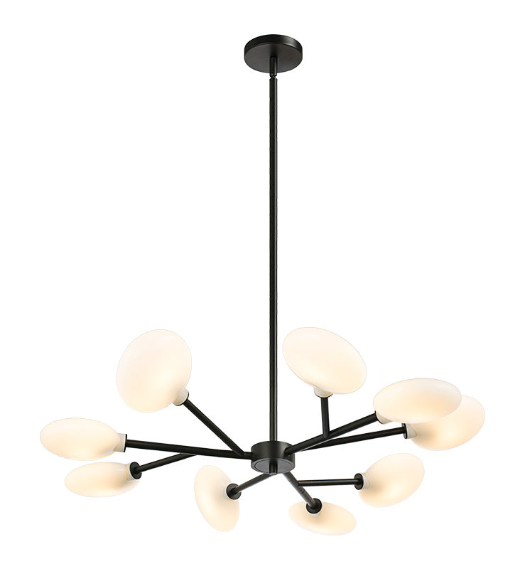 Matteo Lighting Peony 35" 9-Light Chandelier in Matte Black (C33709MB) – alternate view