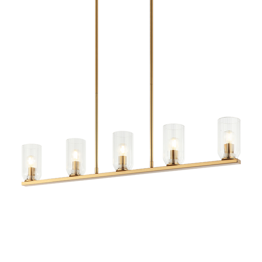 Matteo Lighting Westlock 38" 5-Light Linear Chandelier in Aged Gold Brass (C34005AG)
