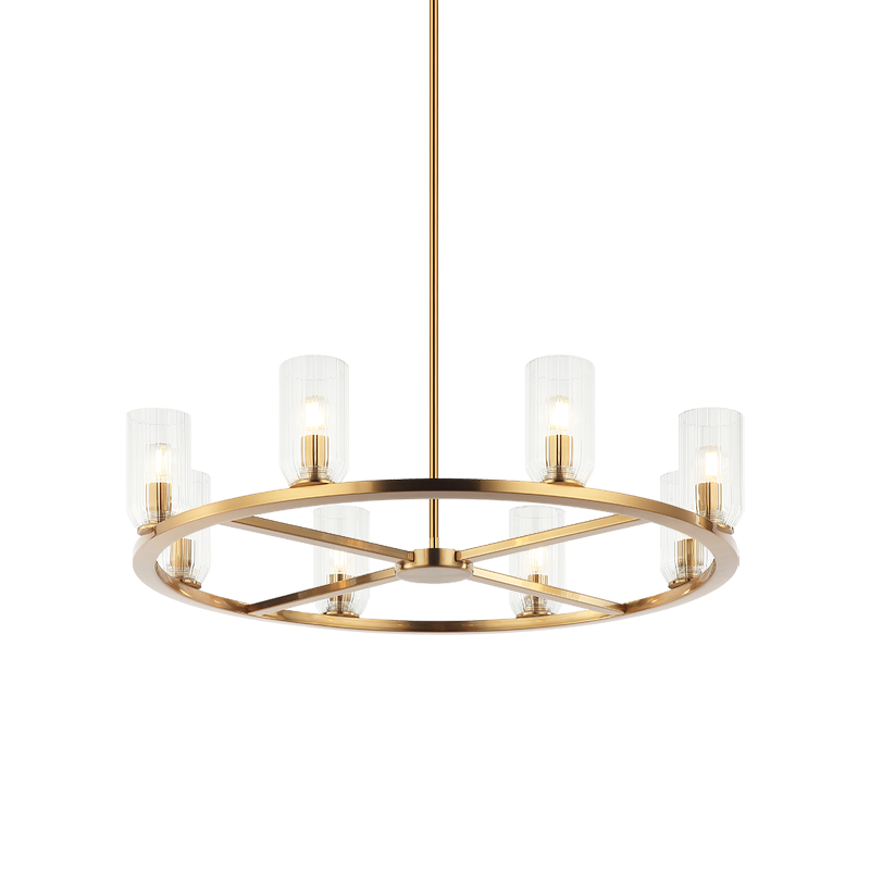 Matteo Lighting Westlock 32" 8-Light Chandelier in Aged Gold Brass (C34008AG)