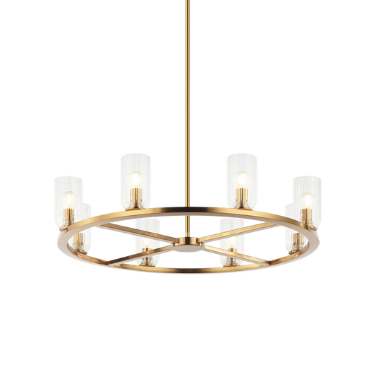 Matteo Lighting Westlock 32" 8-Light Chandelier in Aged Gold Brass (C34008AG)