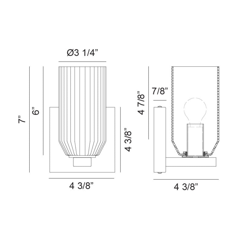 Matteo Lighting Westlock 7" Wall Sconce – line drawing with dimensions