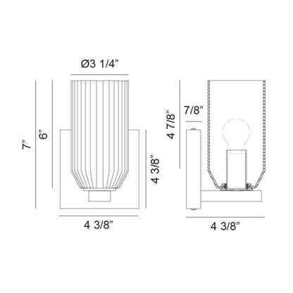 Matteo Lighting Westlock 7" Wall Sconce – line drawing with dimensions