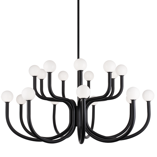 Matteo Lighting Joelle 47" 18-Light Chandelier in Matte Black (C34218MBOP)