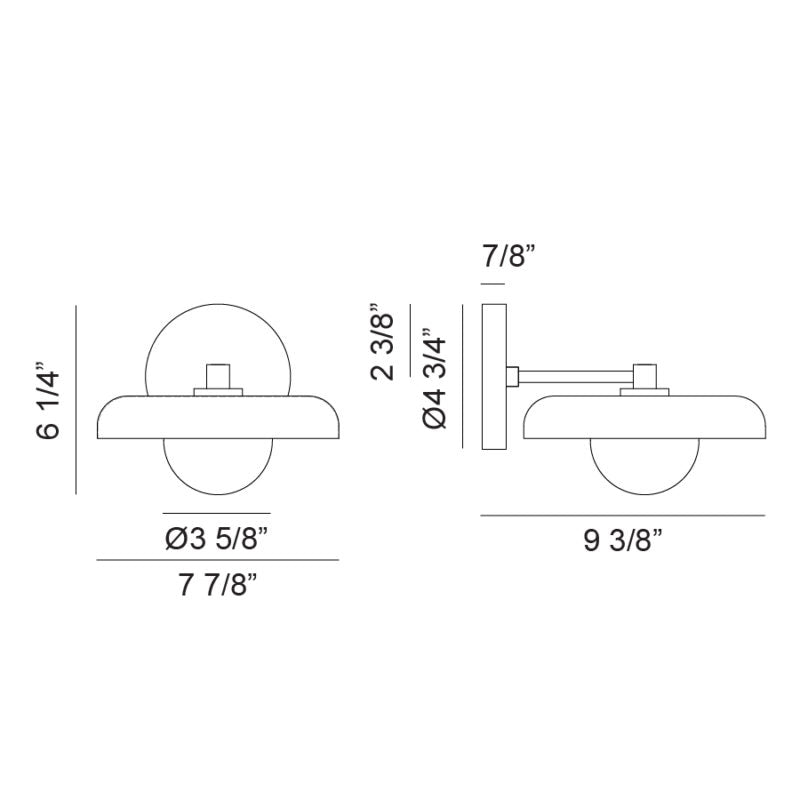 Matteo Lighting Creston 8" Wall Sconce – line drawing with dimensions