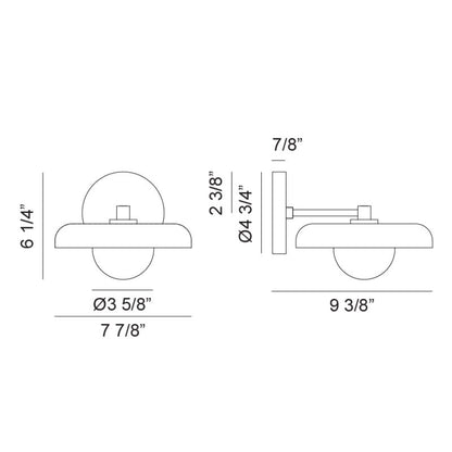 Matteo Lighting Creston 8" Wall Sconce – line drawing with dimensions
