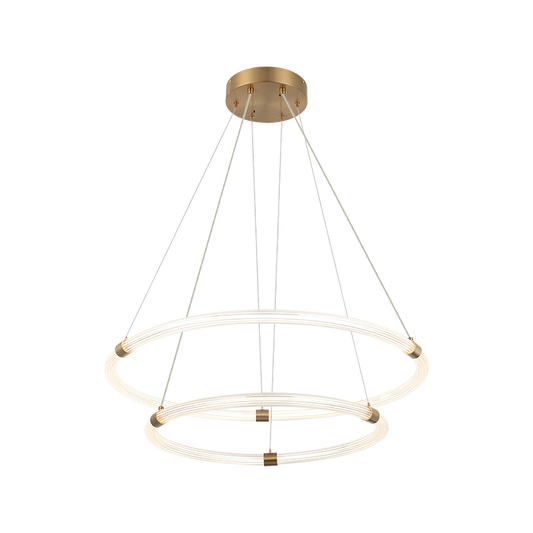 Matteo Lighting Inkara 32" 2-Ring LED Chandelier in Aged Gold Brass (C34856AG)