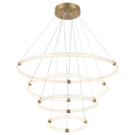 Matteo Lighting Inkara 39" 4-Ring LED Chandelier in Aged Gold Brass (C34899AG)