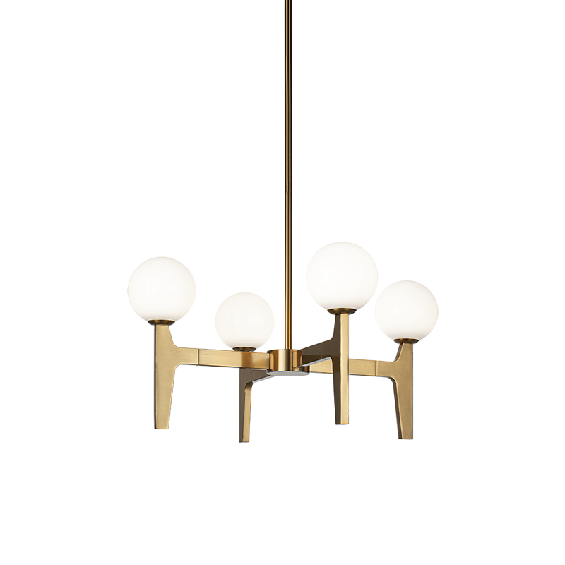 Matteo Lighting Scriben 24" 4-Light Chandelier in Aged Gold Brass (C34904AGOP)