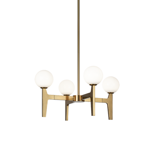 Matteo Lighting Scriben 24" 4-Light Chandelier in Aged Gold Brass (C34904AGOP)