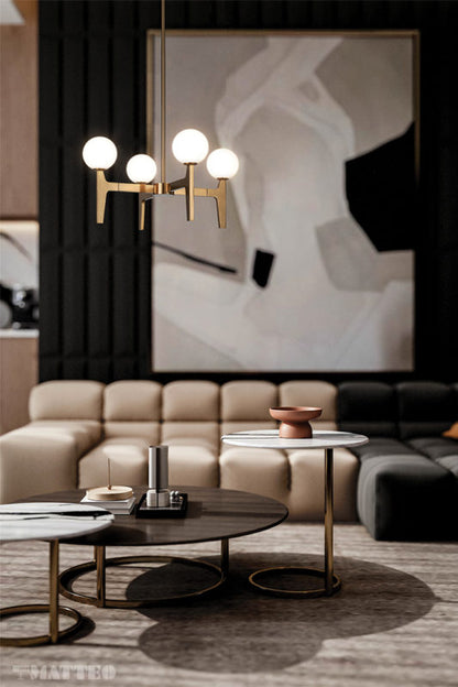 Matteo Lighting Scriben 24" 4-Light Chandelier in Aged Gold Brass (C34904AGOP) – alternate view