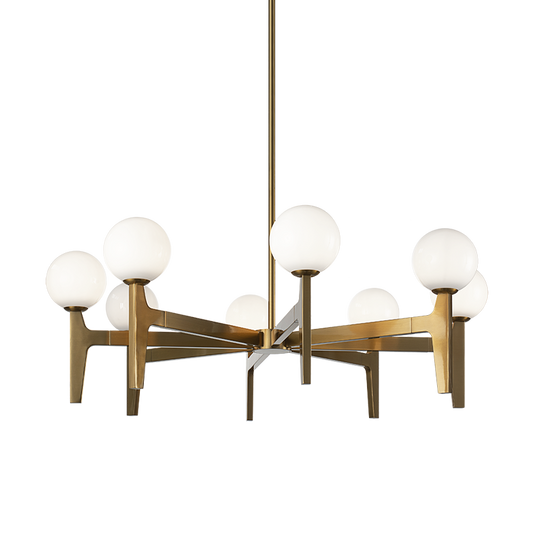 Matteo Lighting Scriben 36" 8-Light Chandelier in Aged Gold Brass (C34908AGOP)