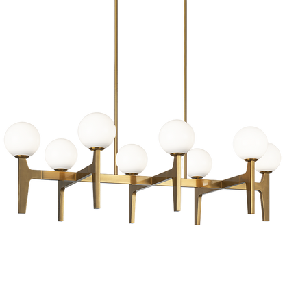 Matteo Lighting Scriben 42" 8-Light Linear Chandelier in Aged Gold Brass (C34918AGOP)