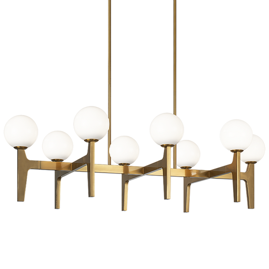 Matteo Lighting Scriben 42" 8-Light Linear Chandelier in Aged Gold Brass (C34918AGOP)