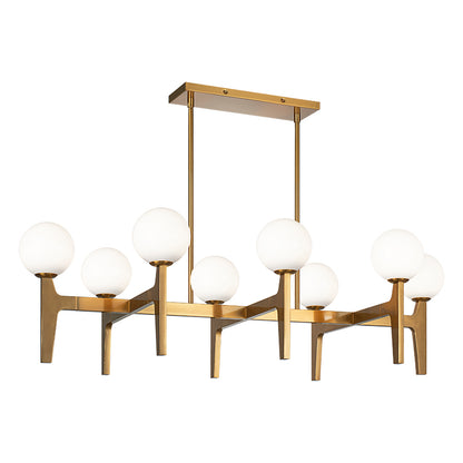 Matteo Lighting Scriben 42" 8-Light Linear Chandelier in Aged Gold Brass (C34918AGOP) – alternate view