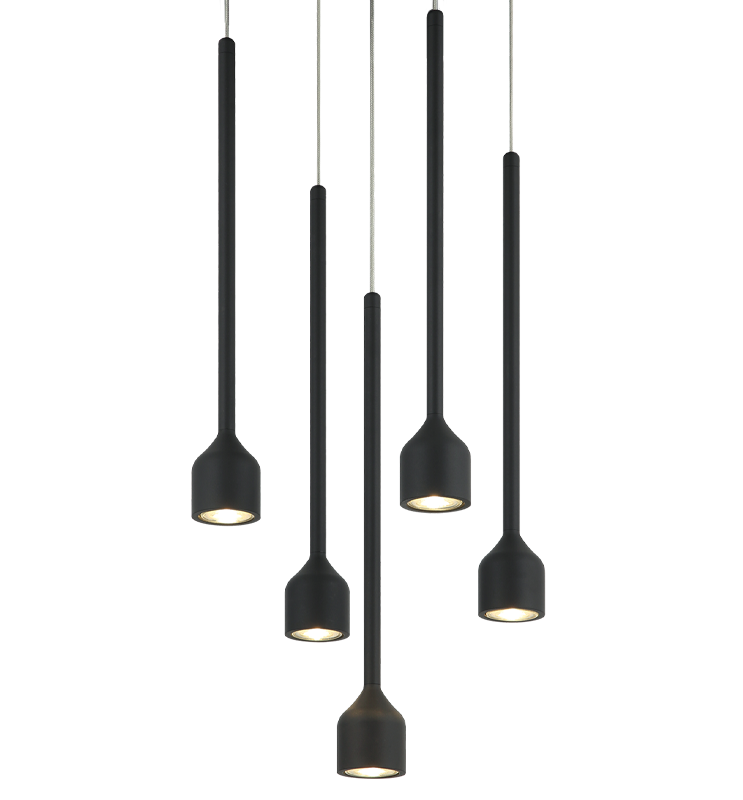 Matteo Lighting Lumenagio 5-Light Multi-Pendant in Matte Black (C35405MB)