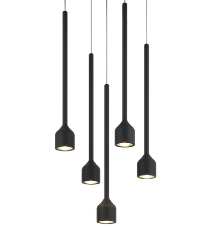 Matteo Lighting Lumenagio 5-Light Multi-Pendant in Matte Black (C35405MB)