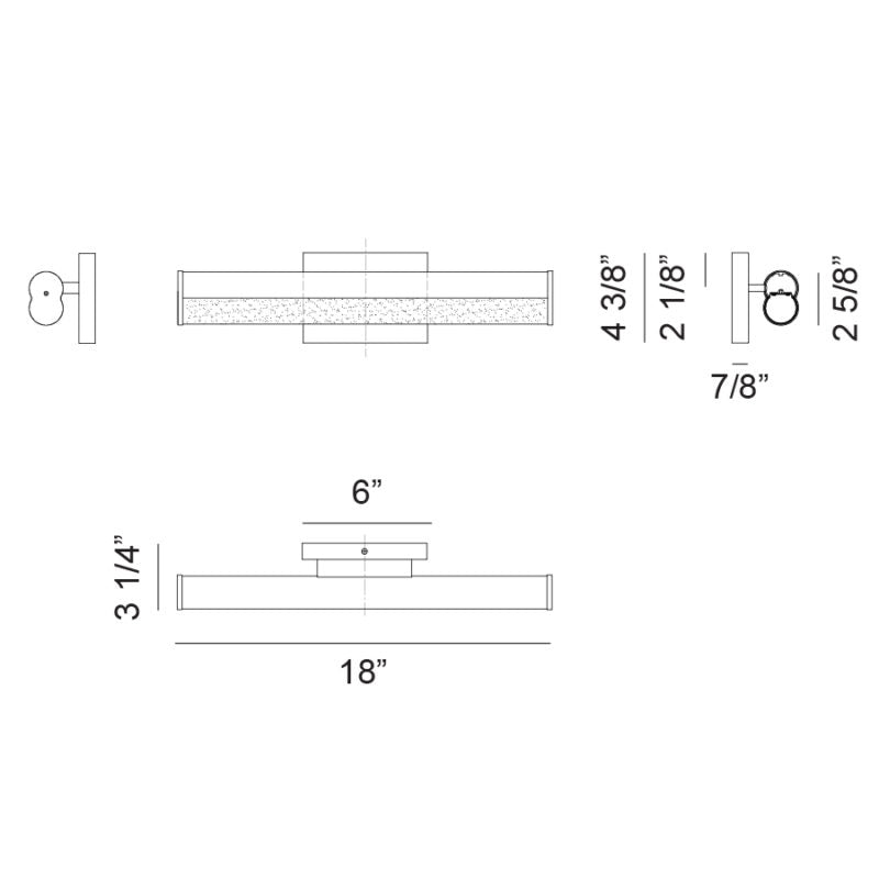 Matteo Lighting Junction 23" LED Wall Sconce – line drawing with dimensions