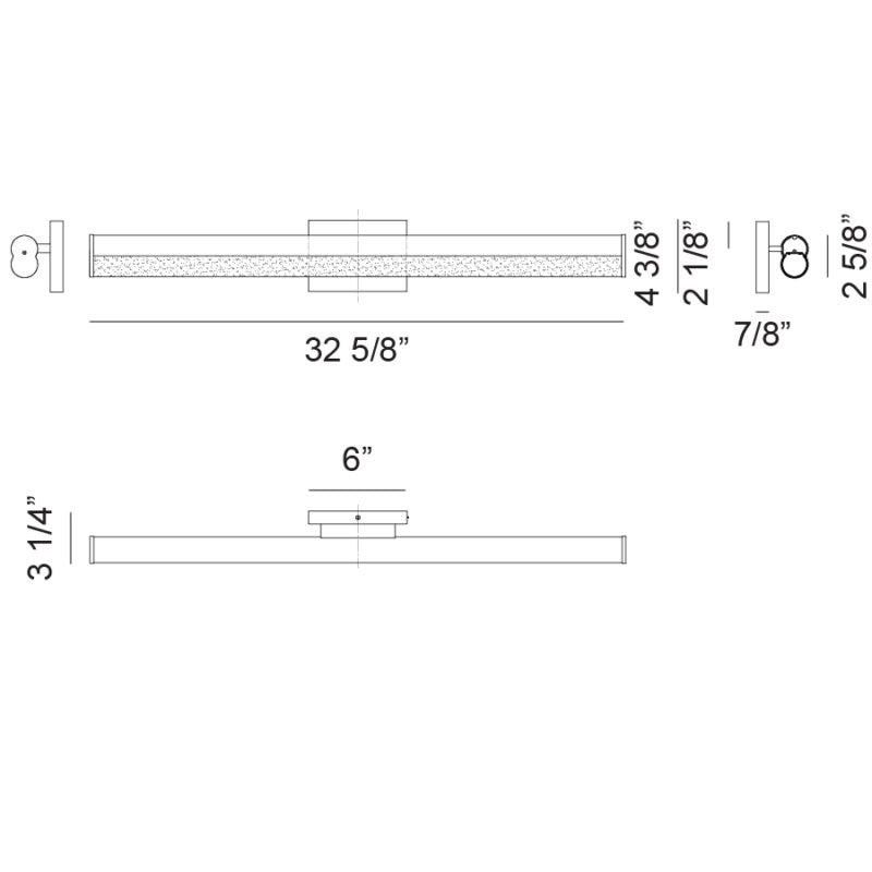 Matteo Lighting Junction 33" LED Wall Sconce – line drawing with dimensions