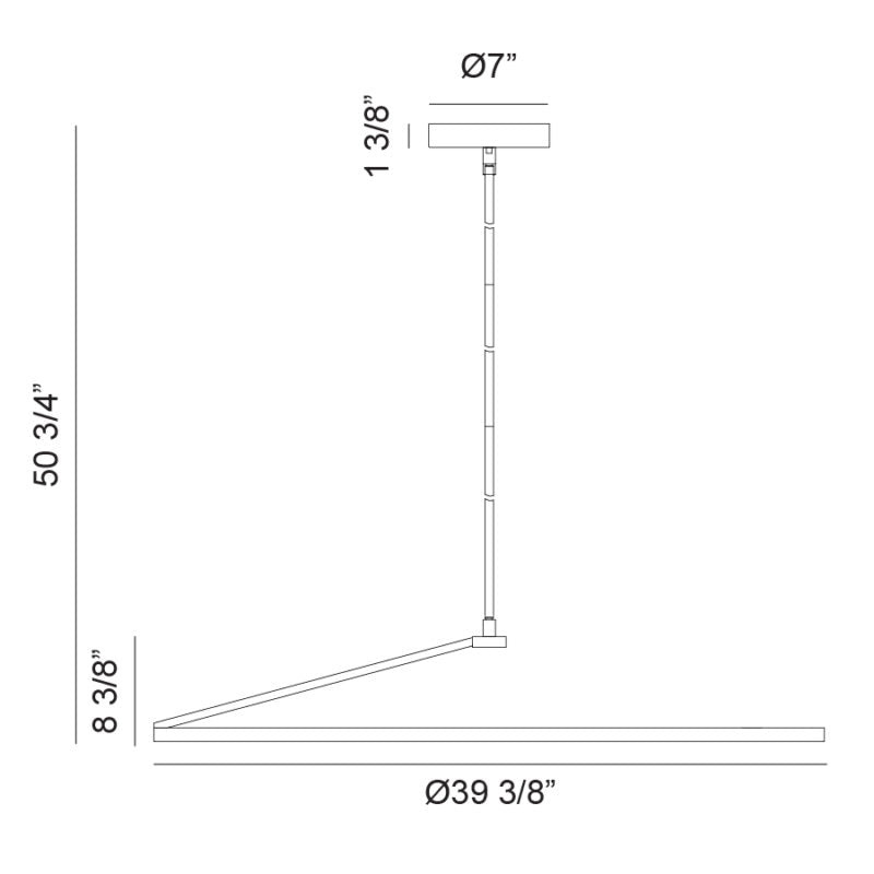Matteo Lighting Trundle 39" LED Pendant – line drawing with dimensions