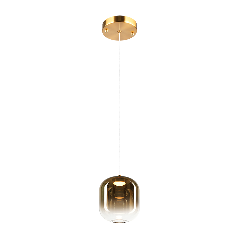 Matteo Lighting Refrax 6" LED Pendant in Aged Gold Brass + Gold Glass (C37401AGAG) – alternate view